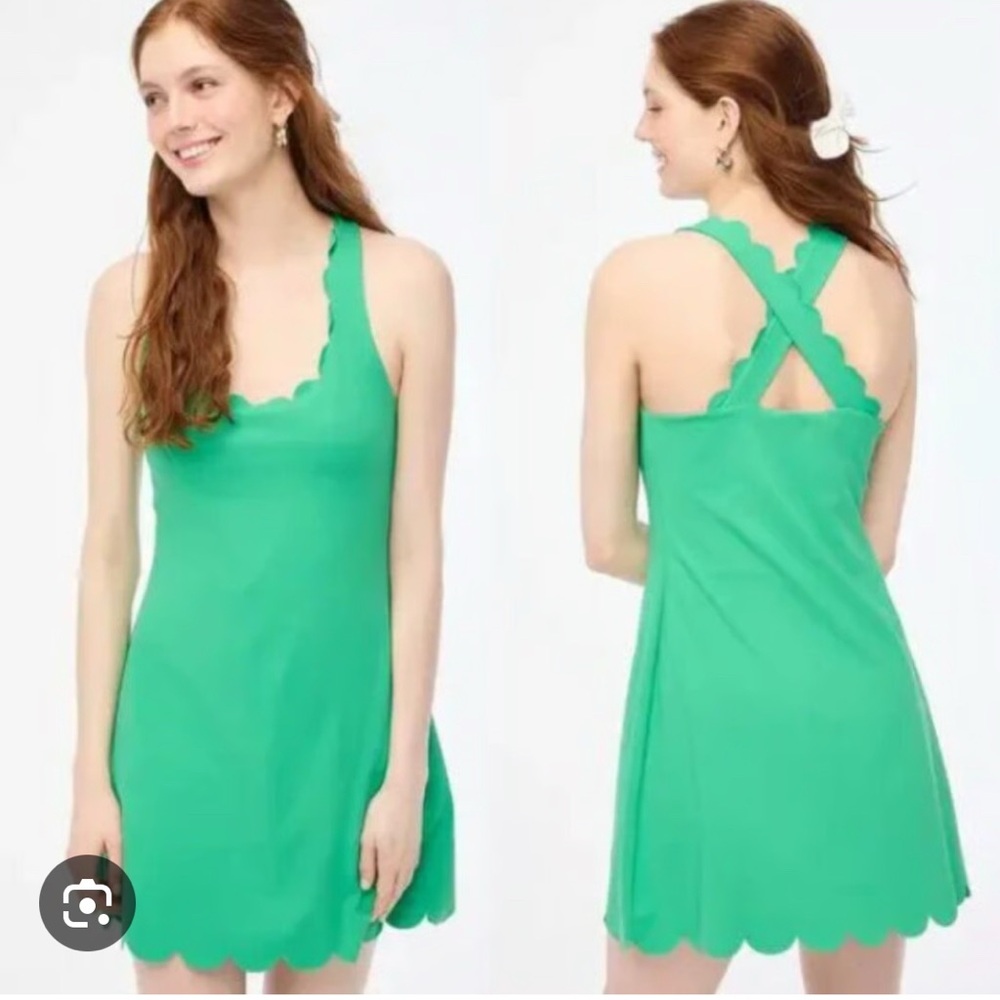 J Crew Green Scalloped Active Dress